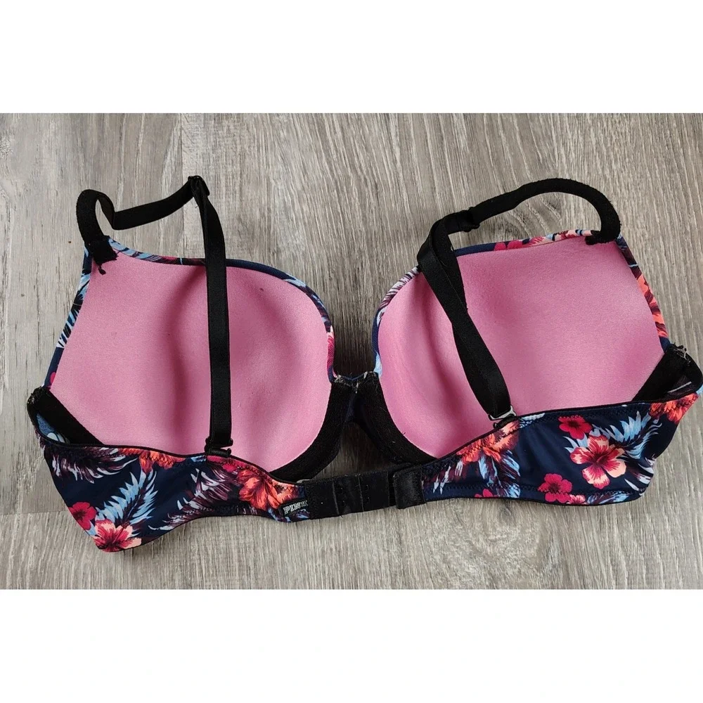 Victoria's Secret Pink Bra Women's‎ 34C Floral Lightly Lined Underwire **